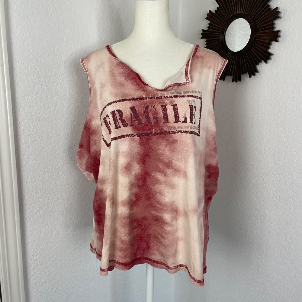 Route 66 Tie Dye Tank Top "Fragile" 100% Cotton